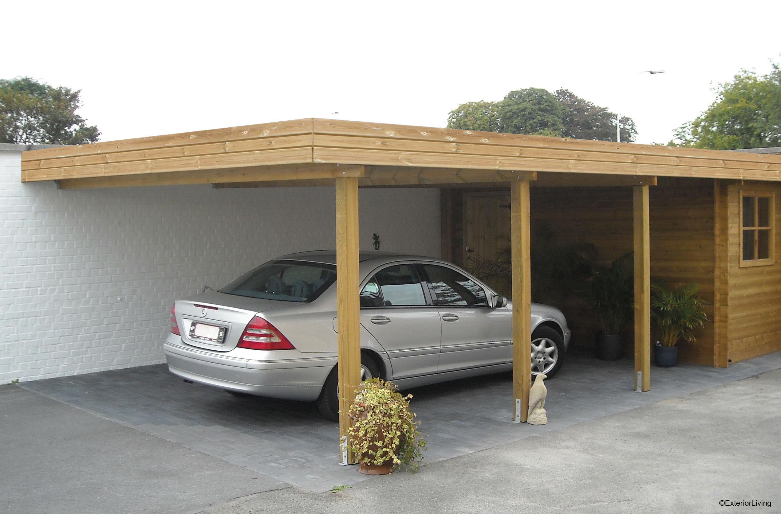 Modern carport aanbouw met berging