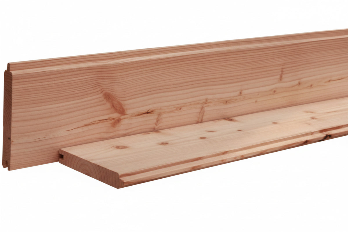 Douglas blokhutprofiel onbehandeld 28x195 mm met tand en groef voor blokhutten en tuinconstructies