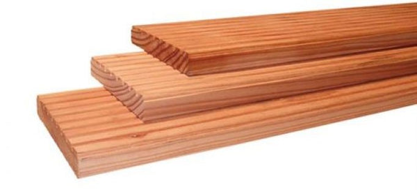 Douglas terrasplanken onbehandeld van duurzaam naaldhout met warme roodbruine kleur, ideaal voor het aanleggen van een natuurlijk en stevig buitenterras, geschikt voor tuin, oprit of poolhouse, met lange levensduur en uitstekende prijs-kwaliteitverhouding