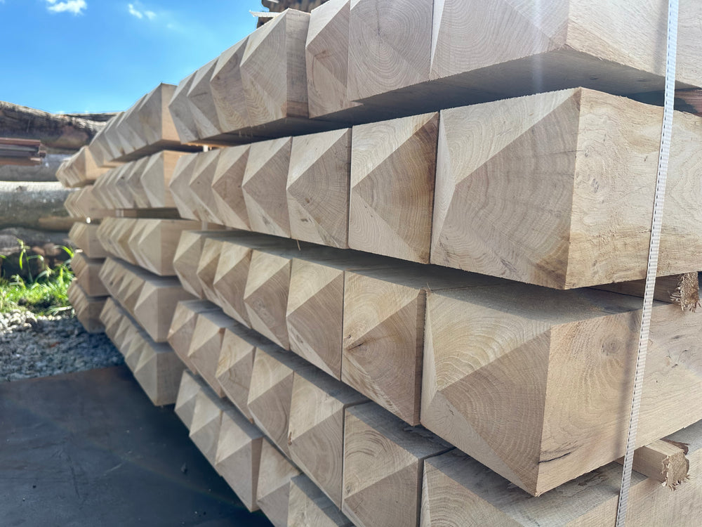 Vierkante eiken palen diamantkop - 20x20cm