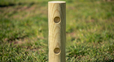 Rond gefreesde eindpaal (L:2.5m - dia 14cm + 2 gaten)