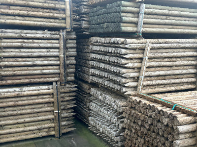 Grenen palen gefreesd gepunt geïmpregneerd - dia. 8cm