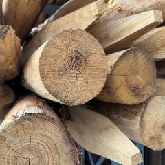 Extra dikke kastanjehouten paal diameter 14-16 cm gepunt voor zware constructies
