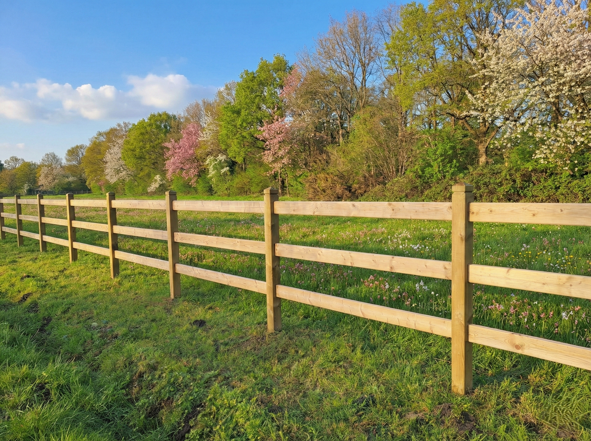 Paardenafsluiting 3 gaten - Rood Noors grenenhout met diamantkop - ligger