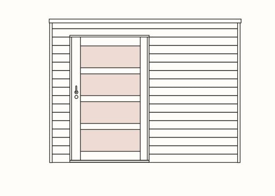 Box en iroko double porte/porte coulissante