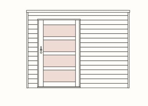 Box in iroko dubbele deur/schuifdeur