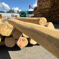 Spintvrije robinia palen dia. 14-16 cm geschuurd en klaar voor plaatsing in tuin of afrastering