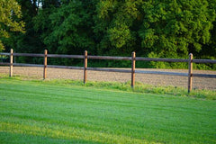 Paardenafsluiting 2 regels - tropisch hardhout - tussenpaal