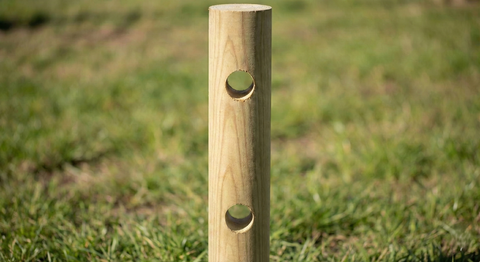 Rond gefreesde tussenpaal (L:2.5m Dia 14cm + 2 gaten)