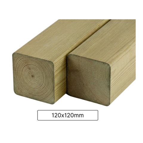 Vierkante grenen palen in 12 x 12cm