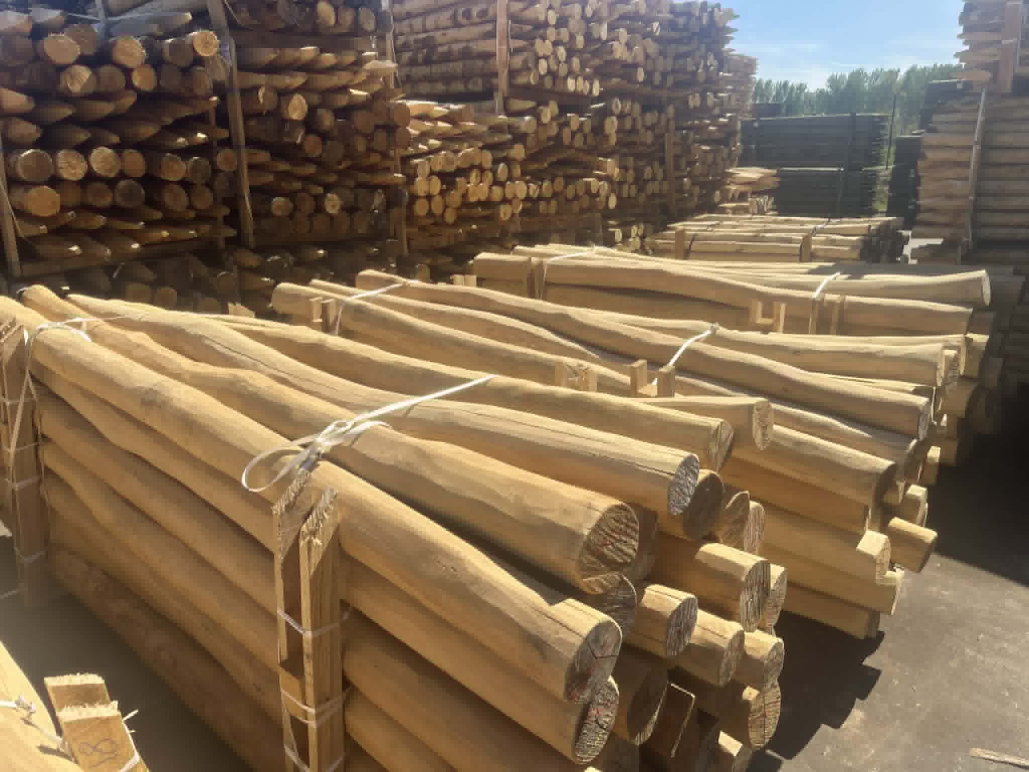 geschuurde robinia palen spintvrij diameter 12 tot 14 centimeter