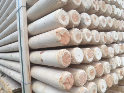 Grenen palen gefreesd gepunt onbehandeld - dia. 10cm