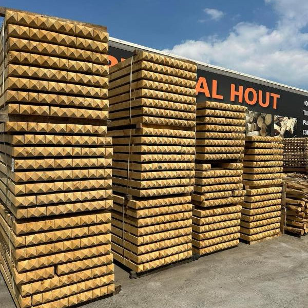 Vierkante eiken palen diamantkop - 12x12x240cm